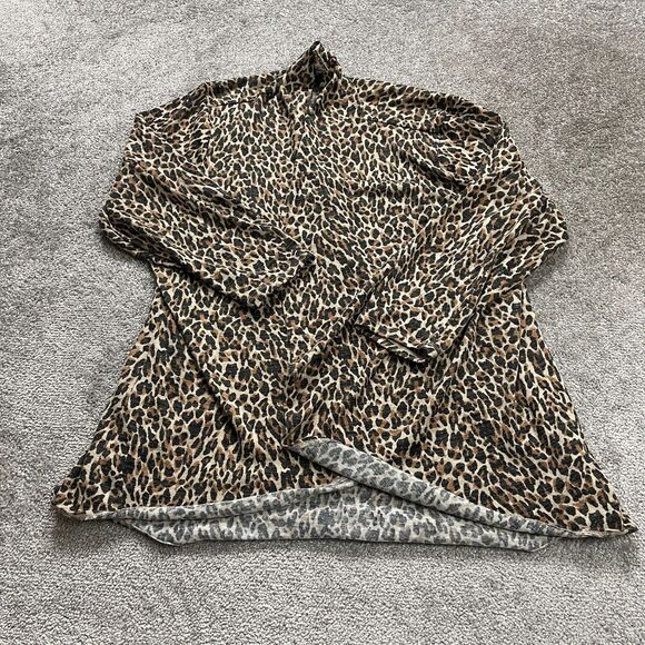Lane Bryant Cardigan Womens 22/24 Brown Leopard Long Sleeve Open Cover Up Casual - Picture 1 of 9